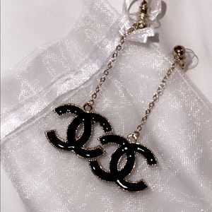 Chanel Black Dangle Earrings